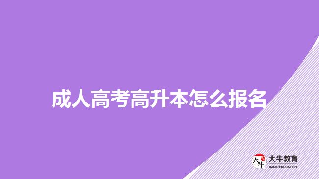 成人高考高升本怎么報名