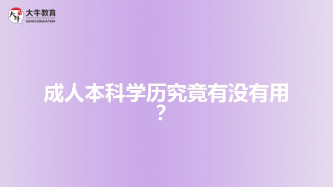 成人本科學歷究竟有沒有用？