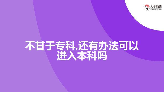 不甘于?？?還有辦法可以進(jìn)入本科嗎