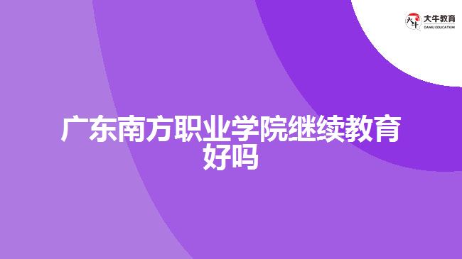 廣東南方職業(yè)學院繼續(xù)教育好嗎