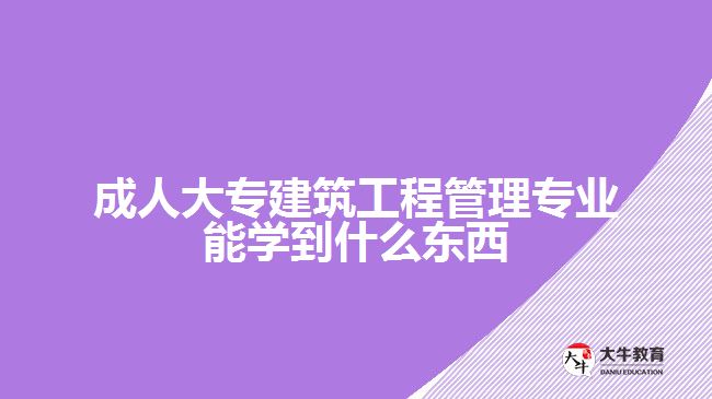 成人大專建筑工程管理專業(yè)能學(xué)到什么東西