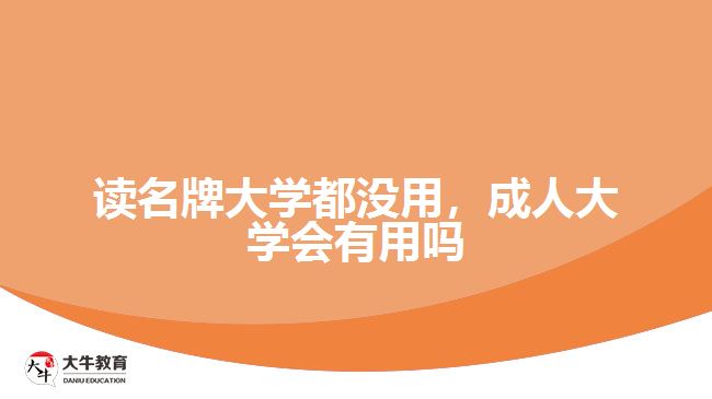 讀名牌大學(xué)都沒用，成人大學(xué)會有用嗎