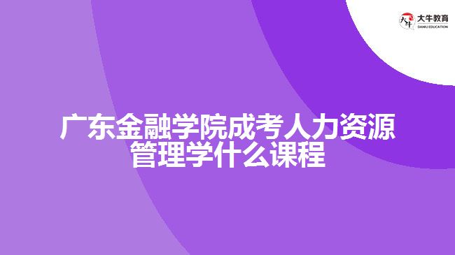 廣東金融學院成考人力資源管理學什么課程