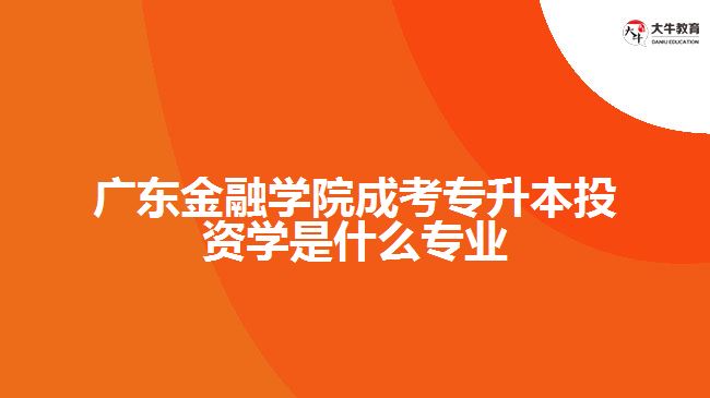 廣東金融學(xué)院成考專升本投資學(xué)是什么專業(yè)