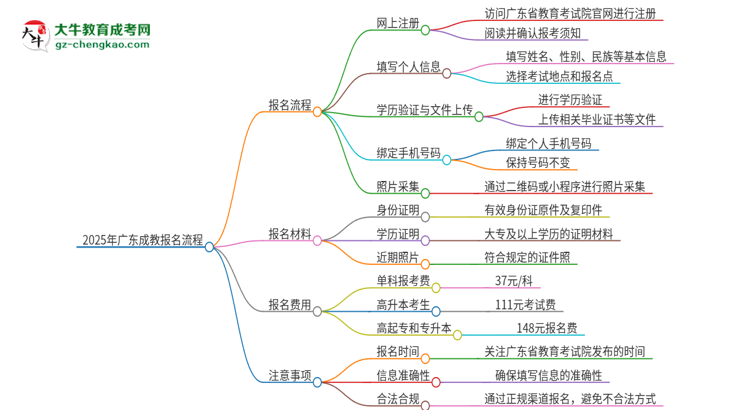 2025年廣東成教怎么報(bào)名？報(bào)名流程是？思維導(dǎo)圖