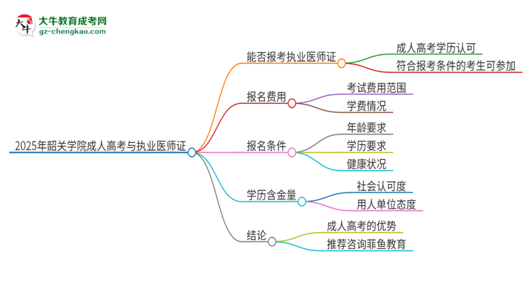 2025年韶關學院的成人高考學歷能報考執(zhí)業(yè)醫(yī)師證嗎？思維導圖