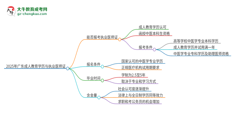 2025年廣東石油化工學(xué)院的成人高考學(xué)歷能報考執(zhí)業(yè)醫(yī)師證嗎？思維導(dǎo)圖