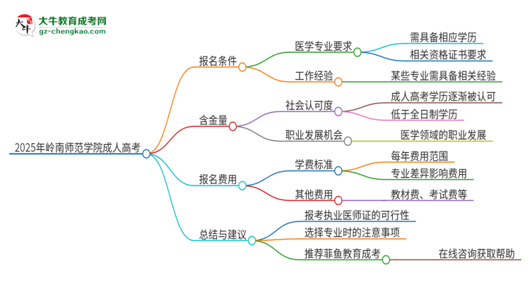 2025年嶺南師范學(xué)院的成人高考學(xué)歷能報(bào)考執(zhí)業(yè)醫(yī)師證嗎？思維導(dǎo)圖