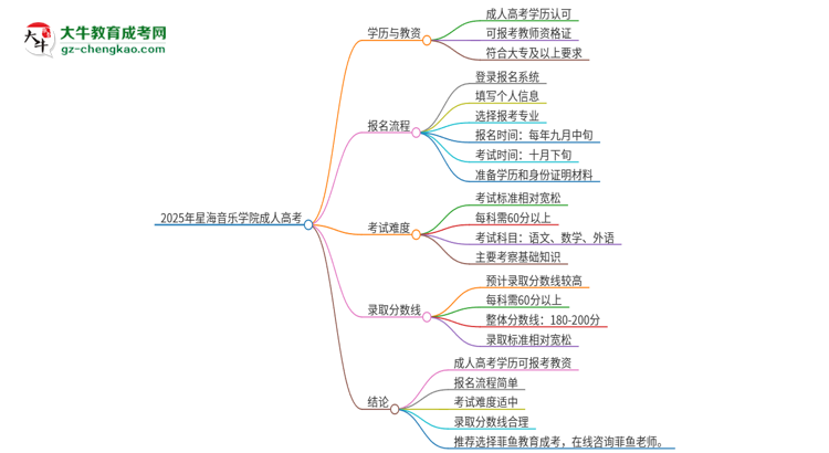 2025年星海音樂(lè)學(xué)院成人高考能考教資嗎？思維導(dǎo)圖