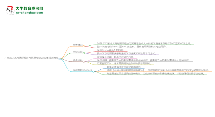 廣東成人高考國際經(jīng)濟(jì)與貿(mào)易專業(yè)2025年報(bào)名流程思維導(dǎo)圖