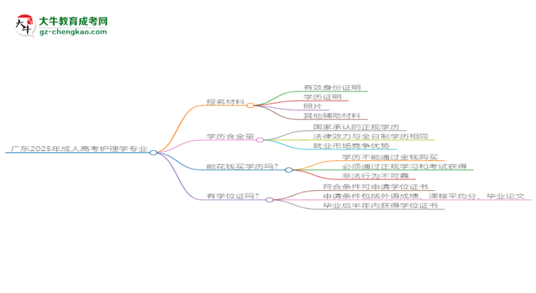 廣東2025年成人高考護理學(xué)專業(yè)學(xué)歷能考公嗎？思維導(dǎo)圖