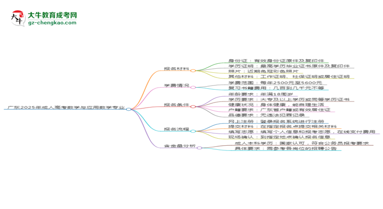 廣東2025年成人高考數(shù)學(xué)與應(yīng)用數(shù)學(xué)專業(yè)學(xué)歷能考公嗎？思維導(dǎo)圖