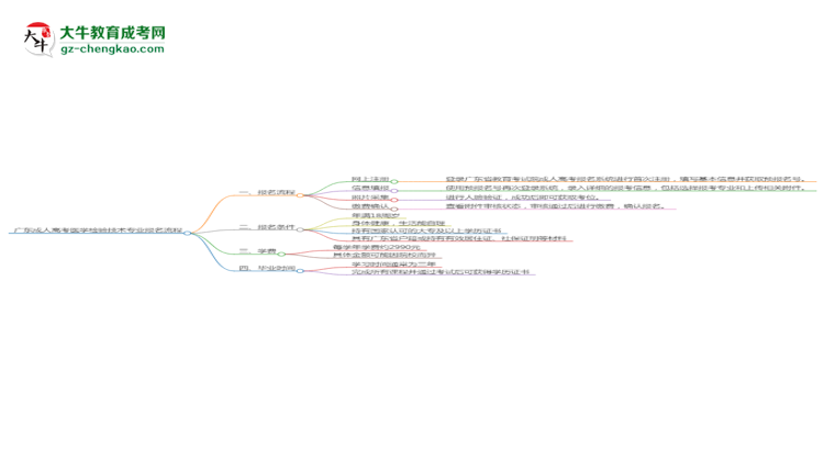 廣東成人高考醫(yī)學(xué)檢驗(yàn)技術(shù)專業(yè)2025年報(bào)名流程思維導(dǎo)圖