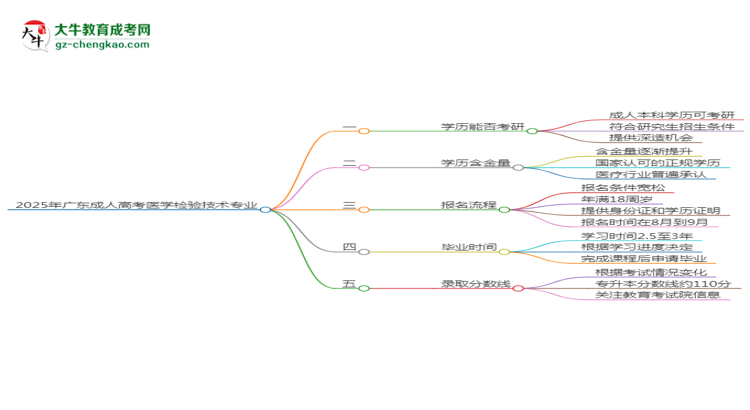 2025年廣東成人高考醫(yī)學(xué)檢驗(yàn)技術(shù)專業(yè)學(xué)歷符合教資報(bào)考條件嗎？思維導(dǎo)圖