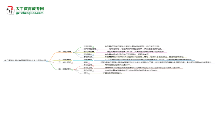 南方醫(yī)科大學成考醫(yī)學檢驗技術(shù)專業(yè)2025年報名流程思維導圖