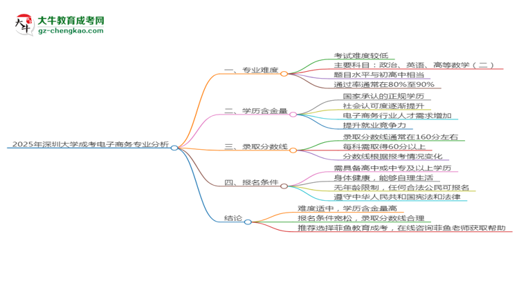 2025年深圳大學(xué)成考電子商務(wù)專業(yè)難不難？思維導(dǎo)圖