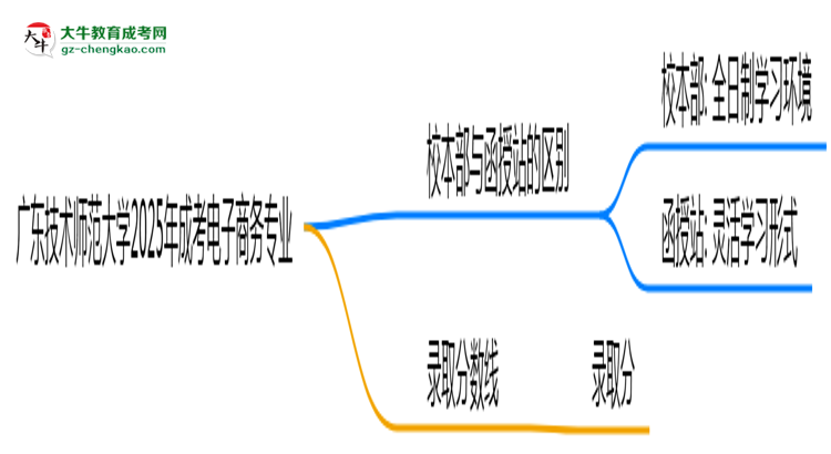 廣東技術(shù)師范大學2025年成考電子商務(wù)專業(yè)校本部和函授站哪個更好？思維導(dǎo)圖