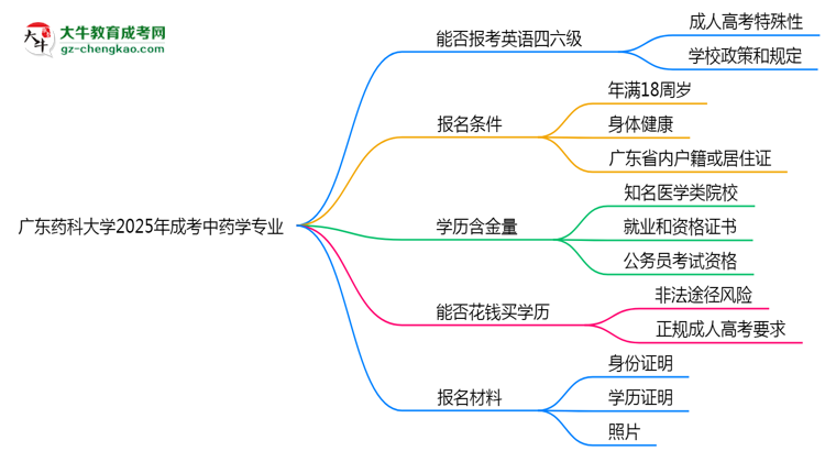 廣東藥科大學(xué)2025年成考中藥學(xué)專業(yè)生可不可以考四六級？思維導(dǎo)圖