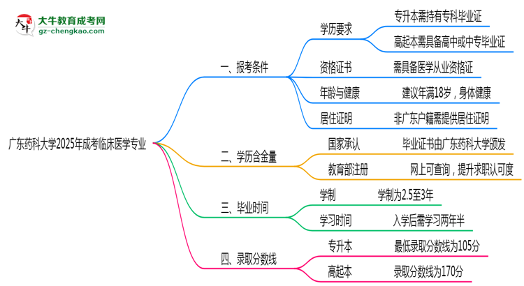 廣東藥科大學(xué)2025年成考臨床醫(yī)學(xué)專業(yè)報考條件是什么思維導(dǎo)圖