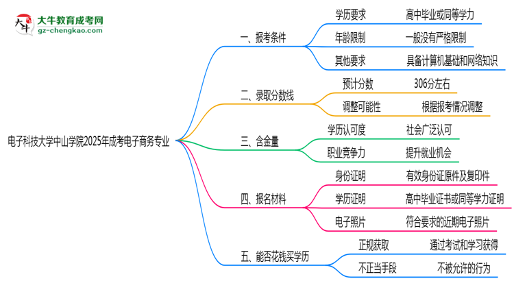 電子科技大學(xué)中山學(xué)院2025年成考電子商務(wù)專業(yè)報考條件是什么思維導(dǎo)圖