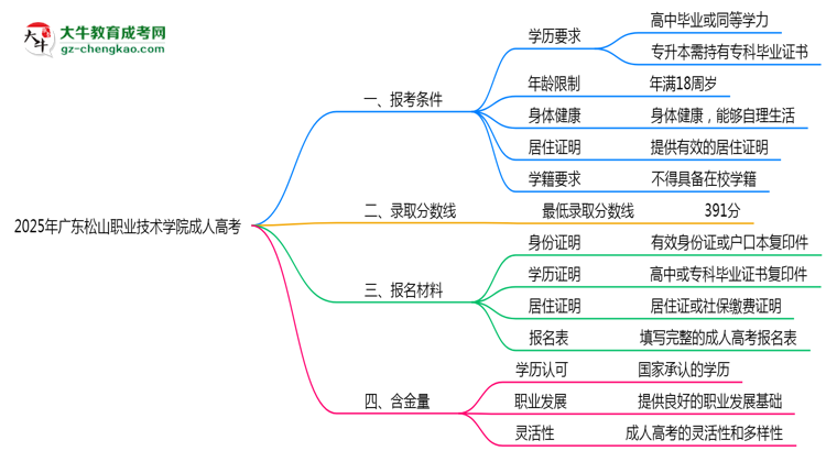 廣東松山職業(yè)技術(shù)學(xué)院2025年成人高考報考條件是什么思維導(dǎo)圖