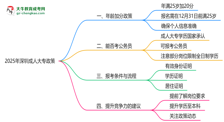 2025年深圳成人大專年齡加分政策細則說明思維導(dǎo)圖