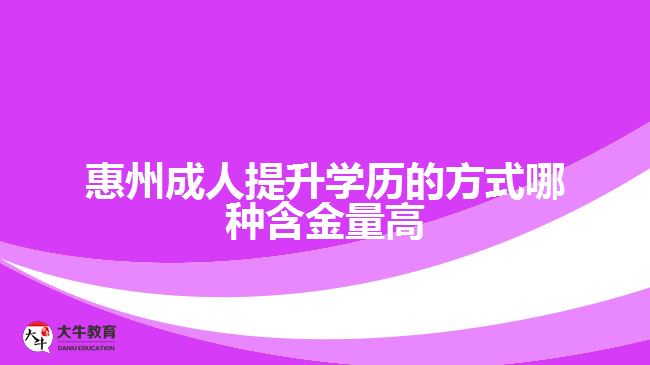 惠州成人提升學(xué)歷的方式哪種含金量高