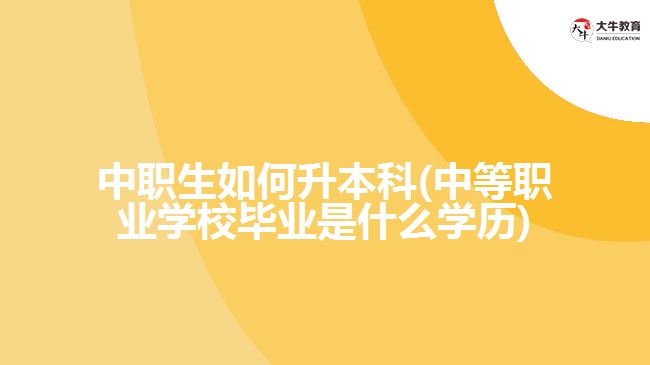 中職生如何升本科(中等職業(yè)學校畢業(yè)是什么學歷)