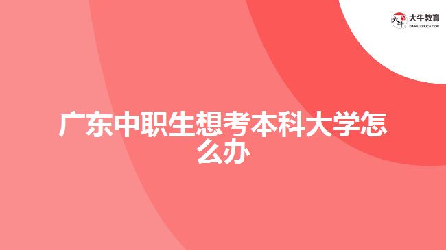 廣東中職生想考本科大學怎么辦