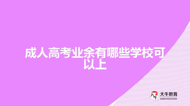 成人高考業(yè)余有哪些學(xué)?？梢陨? /></div>
<p>　　理論上，成人高考業(yè)余學(xué)習(xí)的安排，是以非全日制的面授學(xué)習(xí)為主，考生在周末或者工作日晚上，需要到學(xué)?；蛐Ｍ饨虒W(xué)點(diǎn)上課，進(jìn)行面對(duì)面學(xué)習(xí)，還會(huì)有相應(yīng)的考勤考核。實(shí)際上，成人高校的業(yè)余學(xué)習(xí)形式，會(huì)根據(jù)社會(huì)實(shí)際需求進(jìn)行調(diào)整，以適應(yīng)考生業(yè)余學(xué)習(xí)的需要。</p>
<p>　　現(xiàn)在，采用業(yè)余學(xué)習(xí)形式的學(xué)校，有比較多是通過面授+網(wǎng)絡(luò)+直播的授課方式，進(jìn)行線上線下結(jié)合業(yè)余學(xué)習(xí)，而且大部分學(xué)習(xí)可以線上完成。需要線下學(xué)習(xí)的課程，比較多的是期末考試、實(shí)踐課程或考核、畢業(yè)論文指導(dǎo)等?？忌梢园凑照猩鷮W(xué)校的教學(xué)計(jì)劃和授課方式，通過業(yè)余時(shí)間進(jìn)行成人大?；虺扇吮究茖W(xué)習(xí)。</p>
<p>　　【推薦閱讀：<a href=