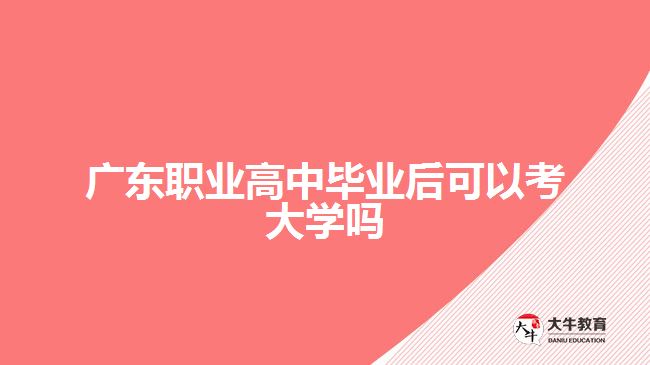 廣東職業(yè)高中畢業(yè)后可以考大學嗎