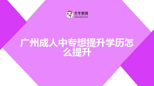 廣州成人中專想提升學(xué)歷怎么提升