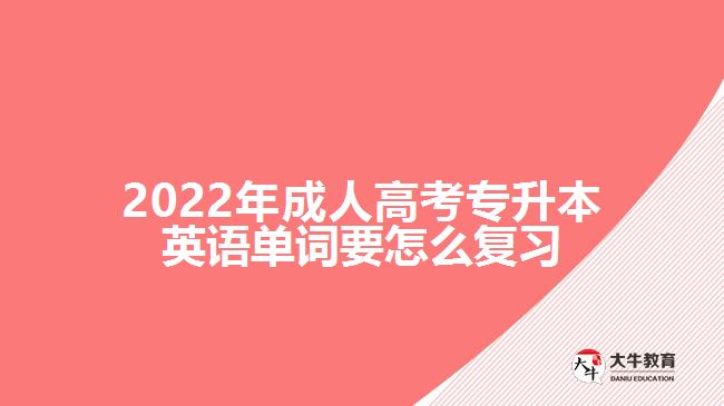 2022年成人高考專升本英語(yǔ)單詞要怎么復(fù)習(xí)