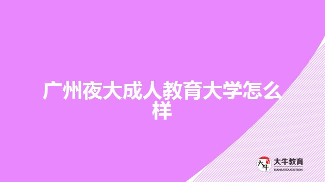 廣州夜大成人教育大學(xué)怎么樣