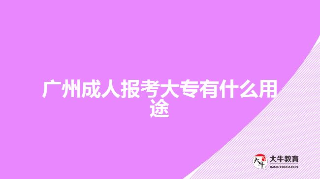 廣州成人報(bào)考大專(zhuān)有什么用途