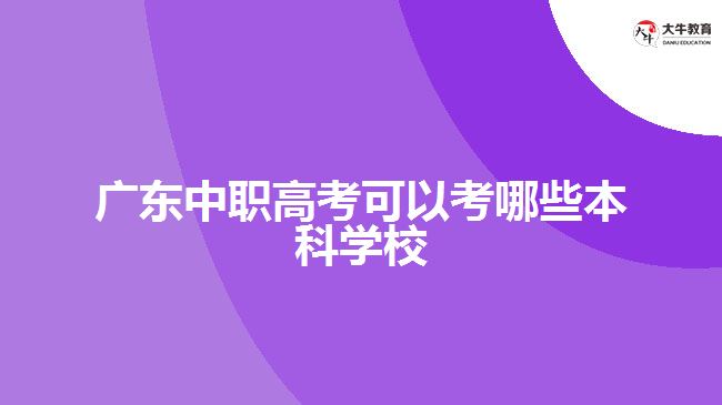 廣東中職高考可以考哪些本科學校