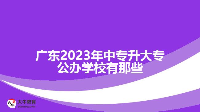 廣東2023年中專升大專公辦學校有那些