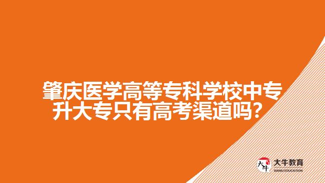 肇慶醫(yī)學高等?？茖W校中專升大專只有高考渠道嗎？