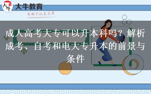 成人高考大專可以升本科嗎？解析成考、自考和電大專升本的前景與條件