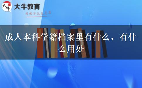 成人本科學(xué)籍檔案里有什么，有什么用處