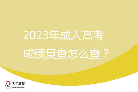 2023年成人高考成績(jī)復(fù)查怎么查？