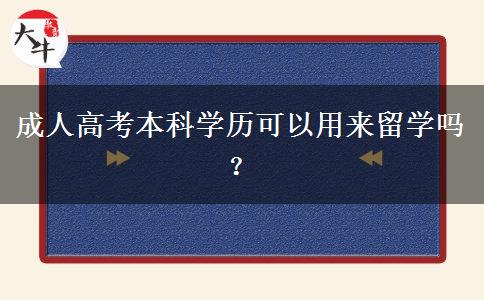 成人高考本科學歷可以用來留學嗎？