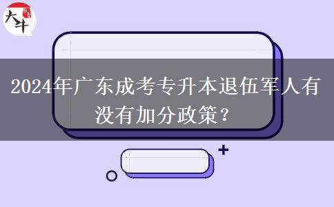 2024年廣東成考專升本退伍軍人有沒有加分政策？