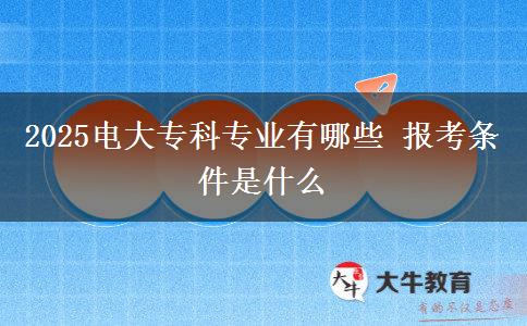 2025電大?？茖I(yè)有哪些 報(bào)考條件是什么