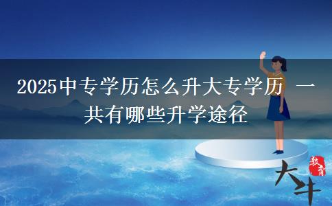 2025中專學歷怎么升大專學歷 一共有哪些升學途徑