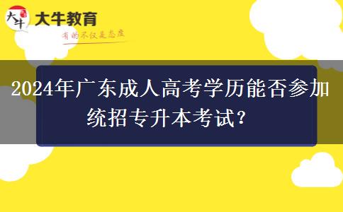 2024年廣東成人高考學(xué)歷能否參加統(tǒng)招專升本考試？