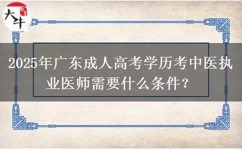 2025年廣東成人高考學(xué)歷考中醫(yī)執(zhí)業(yè)醫(yī)師需要什么條件？