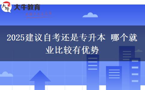 2025建議自考還是專升本 哪個就業(yè)比較有優(yōu)勢