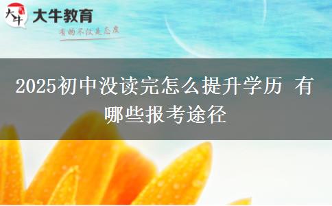 2025初中沒讀完怎么提升學歷 有哪些報考途徑