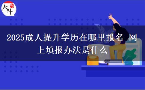 2025成人提升學(xué)歷在哪里報(bào)名 網(wǎng)上填報(bào)辦法是什么